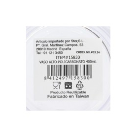 TALL TUMBLER POLICARBONATE 400 ML.