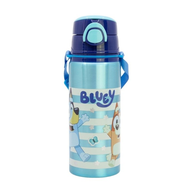 ALUMINIUM POP UP BOTTLE WITH STRAP 730 ML BLUEY