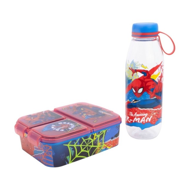 SET 2 PCS SET 2 PCS (ADVENTURE BOTTLE AND MULTI COMPARTMENT SANDWICH BOX) SPIDERMAN