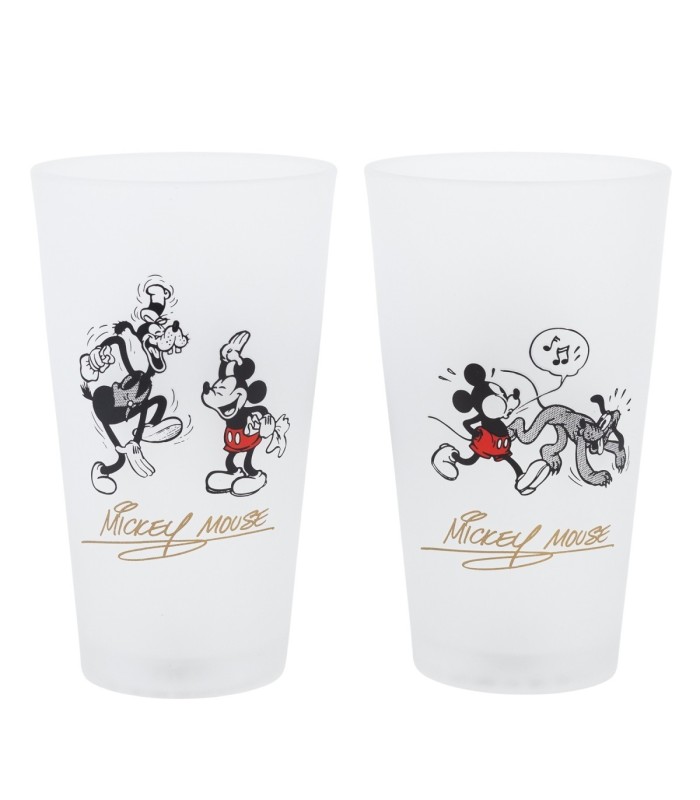 2 PCS GLASS CASUAL TUMBLER 490 ML MICKEY MOUSE VINTAGE