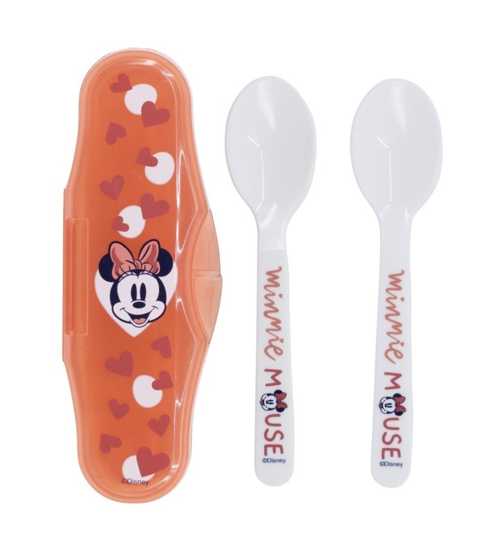 TODDLER 2 PCS PP SPOONS TRAVEL SET MINNIE MOUSE HEART FULL
