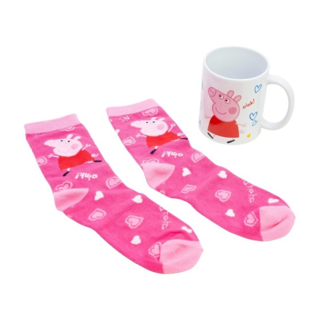 SOCKS AND CERAMIC MUG 11 OZ SET PEPPA PIG