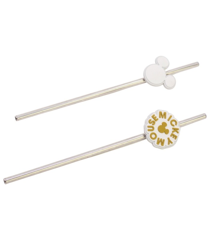 3D TWIN STAINLESS STEEL STRAW SET MICKEY MOUSE SIGNATURE