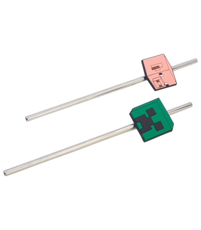 3D TWIN STAINLESS STEEL STRAW SET MINECRAFT ICONICMONO