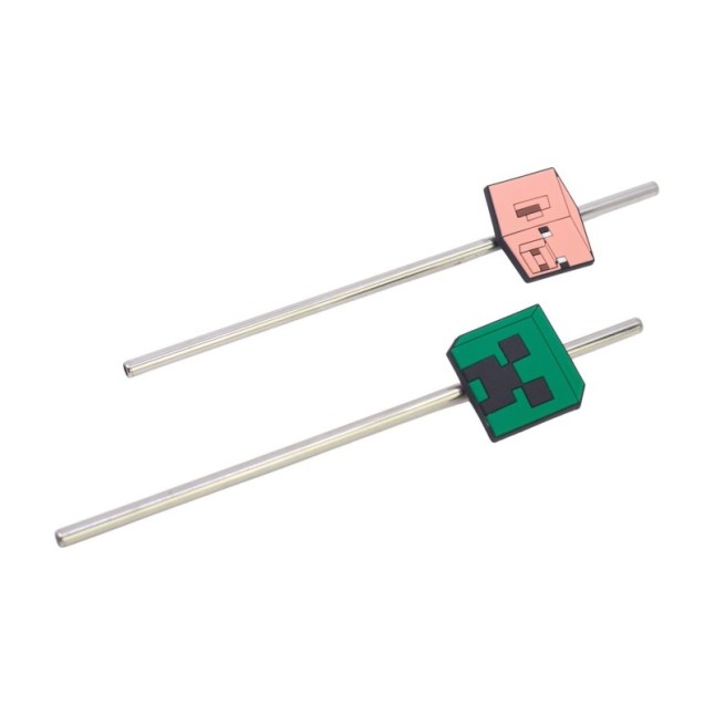 3D TWIN STAINLESS STEEL STRAW SET MINECRAFT ICONICMONO