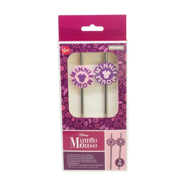 3D TWIN STAINLESS STEEL STRAW SET MINNIE MOUSE CHERRYLICIOUS