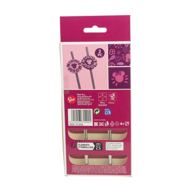 3D TWIN STAINLESS STEEL STRAW SET MINNIE MOUSE CHERRYLICIOUS