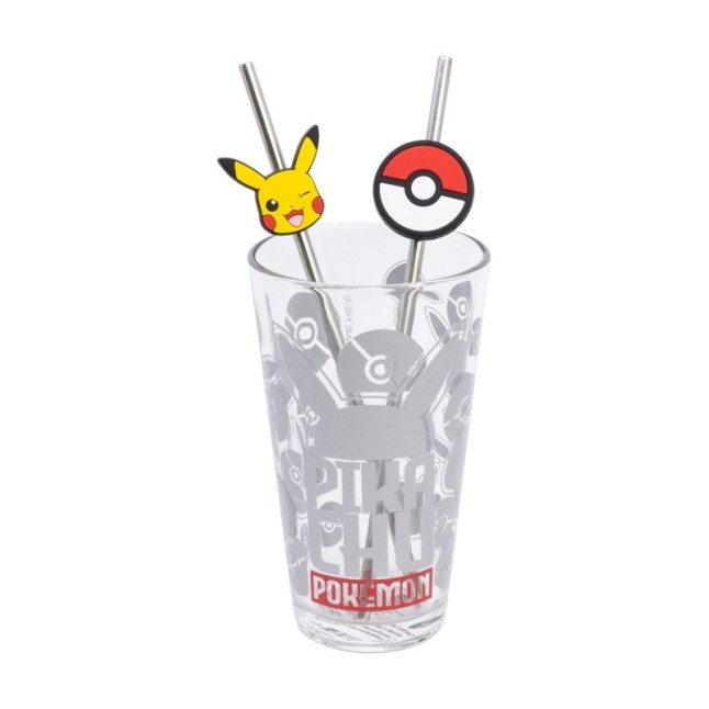 GLASS & TWIN STRAW SET 480 ML POKEMON METAL MELTDOWN