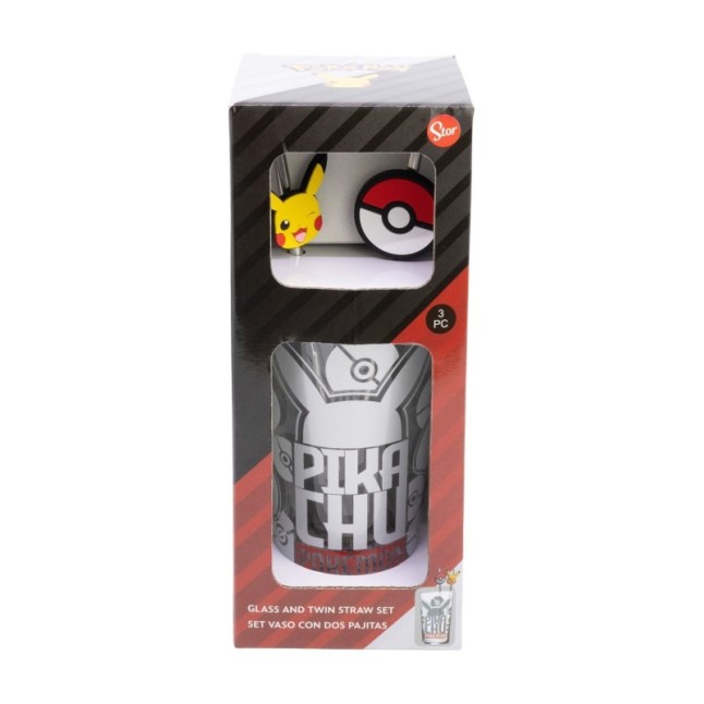 GLASS & TWIN STRAW SET 480 ML POKEMON METAL MELTDOWN