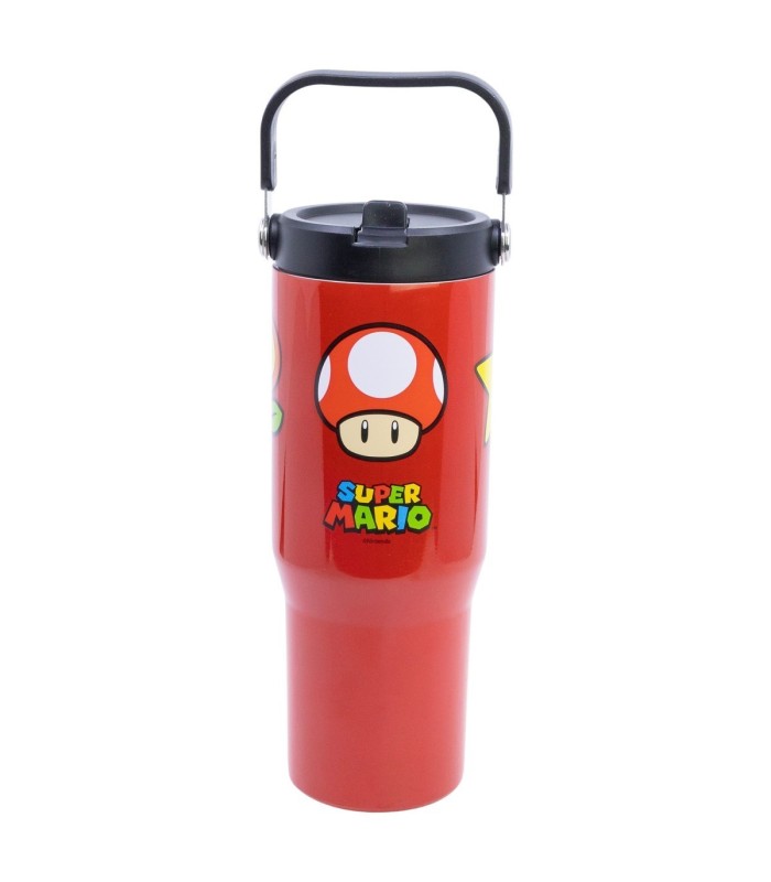 COOL INSULATED STAINLESS STEEL TUMBLER WITH HANDLE 860 ML SUPER MARIO