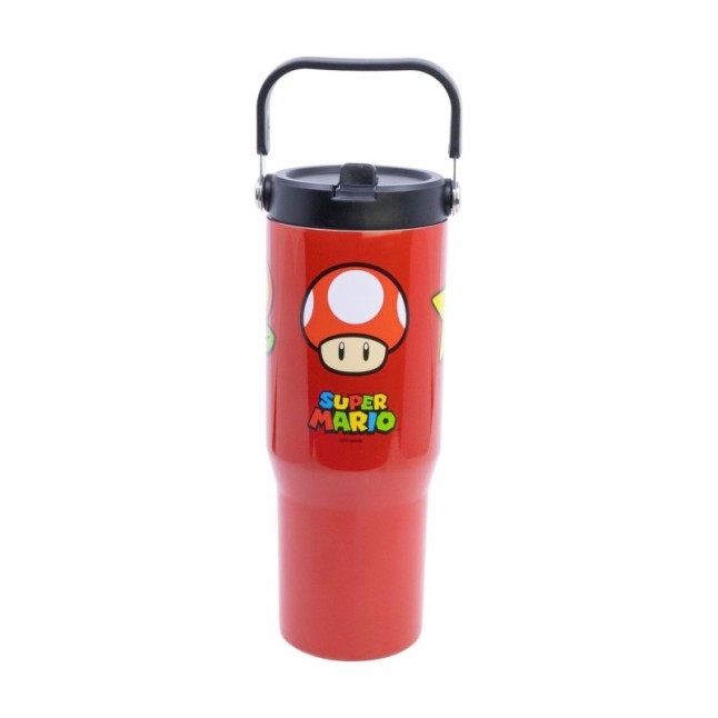COOL INSULATED STAINLESS STEEL TUMBLER WITH HANDLE 860 ML SUPER MARIO