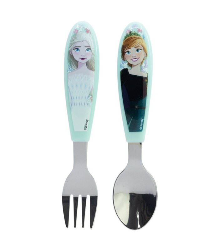 2 PCS ELLIPTICAL METALLIC CUTLERY (SPOON AND FORK) SET FROZEN SNOWY TALE