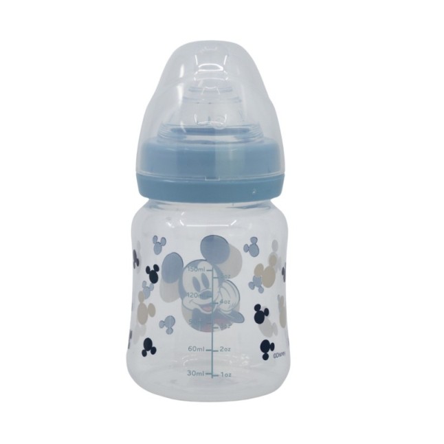 BABY 5 OZ WIDENECK BOTTLE SILICONE TEAT 3 POSITIONS MICKEY MOUSE FULL OF SMILES