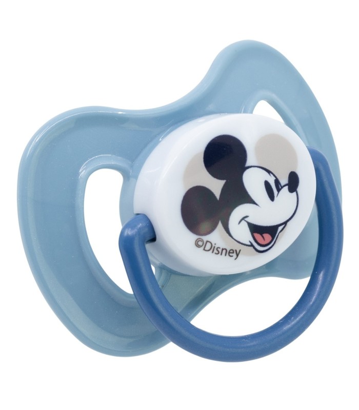 BABY 2 PCS SET SYMMETRICAL PACIFIER SILICONE +6 M WITH COVER MICKEY MOUSE FULL OF SMILES