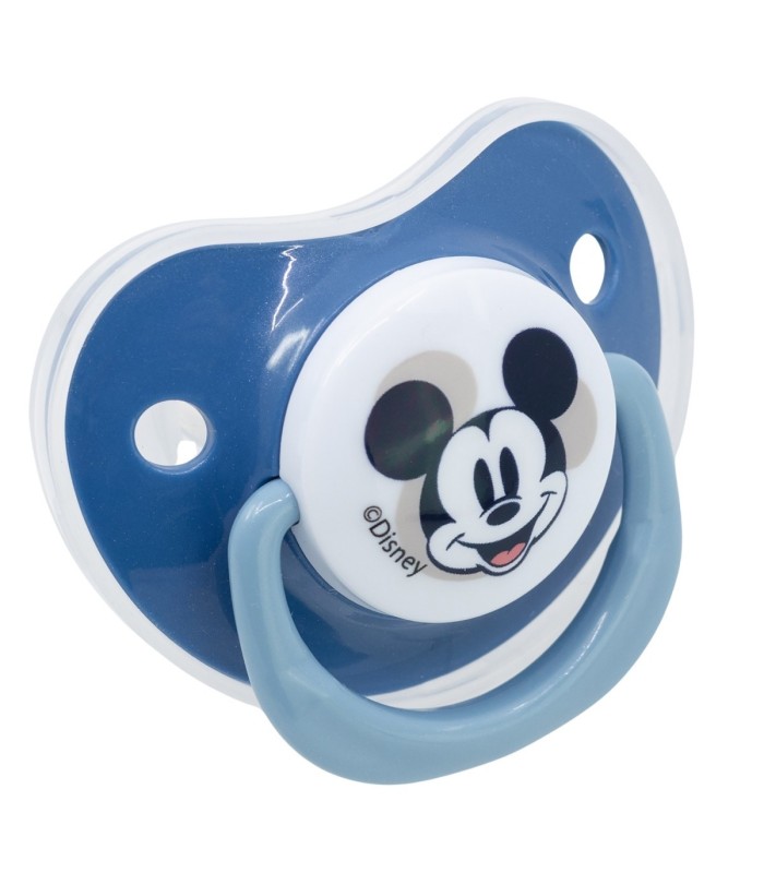 BABY 2 PCS SET ORTHODONTIC PACIFIER SILICONE +6 M WITH COVER MICKEY MOUSE FULL OF SMILES