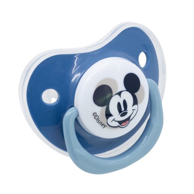 BABY 2 PCS SET ORTHODONTIC PACIFIER SILICONE +6 M WITH COVER MICKEY MOUSE FULL OF SMILES