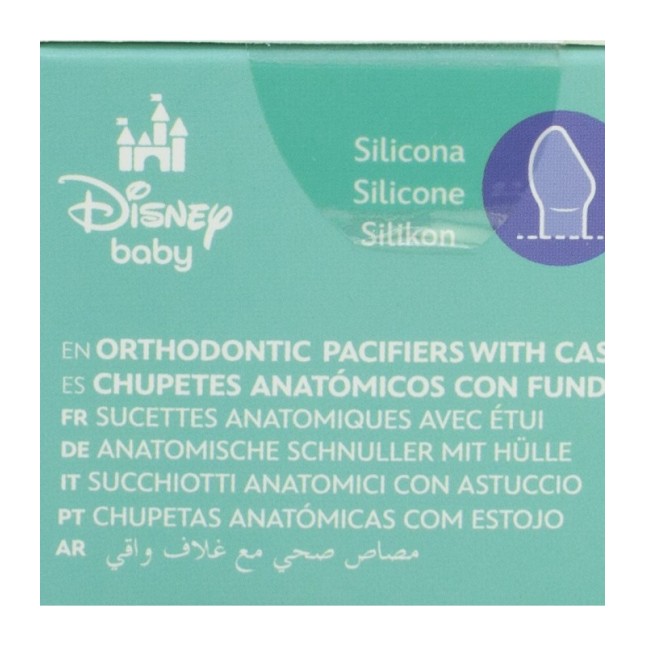 BABY 2 PCS SET ORTHODONTIC PACIFIER SILICONE +6 M WITH COVER MICKEY MOUSE FULL OF SMILES