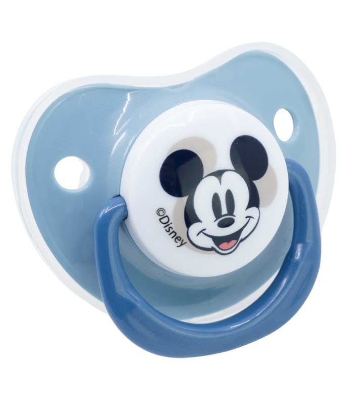 BABY 2 PCS SET ORTHODONTIC PACIFIER SILICONE 0-6 M WITH COVER MICKEY MOUSE FULL OF SMILES