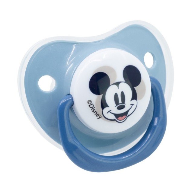 BABY 2 PCS SET ORTHODONTIC PACIFIER SILICONE 0-6 M WITH COVER MICKEY MOUSE FULL OF SMILES
