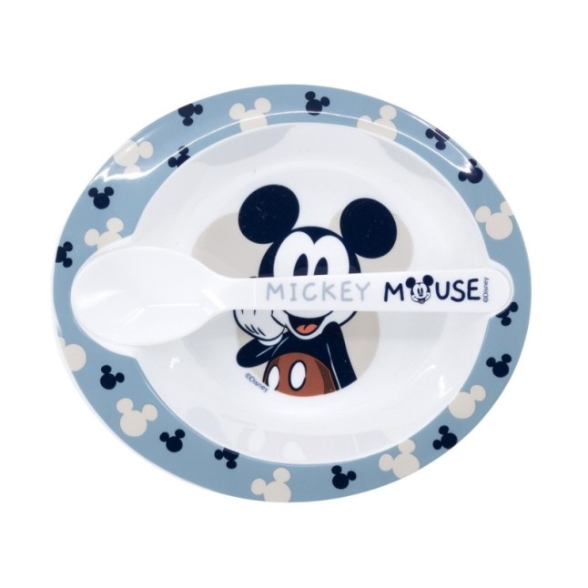 TODDLER 2 PCS MICRO SET (MICRO BOWL & MICRO PP SPOON TODDLER) MICKEY MOUSE FULL OF SMILES