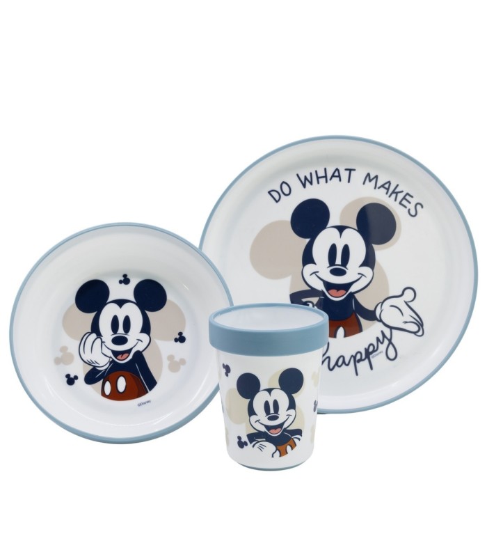 TODDLER 3 PCS BICOLOR PREMIUM NON SLIP SET IN GIFT BOX MICKEY MOUSE FULL OF SMILES