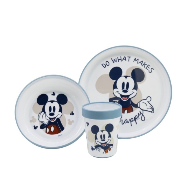 TODDLER 3 PCS BICOLOR PREMIUM NON SLIP SET IN GIFT BOX MICKEY MOUSE FULL OF SMILES