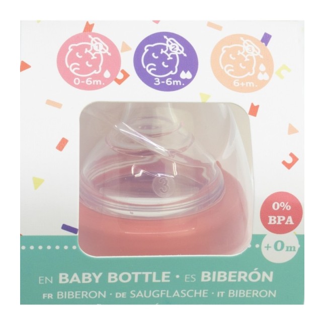 BABY 5 OZ WIDENECK BOTTLE SILICONE TEAT 3 POSITIONS MINNIE MOUSE HEART FULL