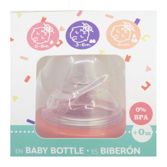 BABY 12 OZ WIDENECK BOTTLE SILICONE TEAT 3 POSITIONS MINNIE MOUSE HEART FULL