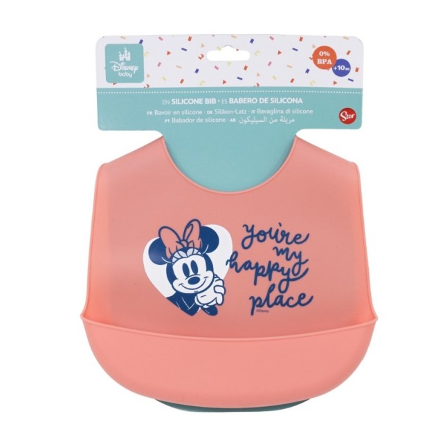 TODDLER SILICONE BIB MINNIE MOUSE HEART FULL