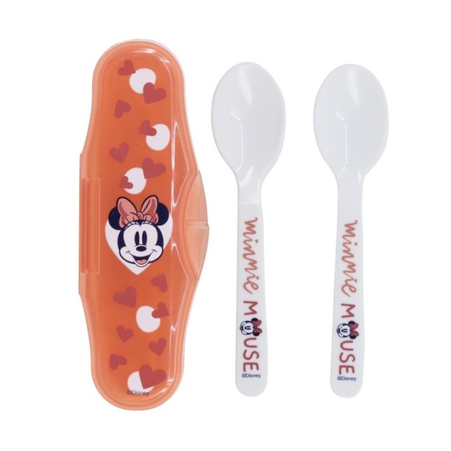 TODDLER 2 PCS PP SPOONS TRAVEL SET MINNIE MOUSE HEART FULL