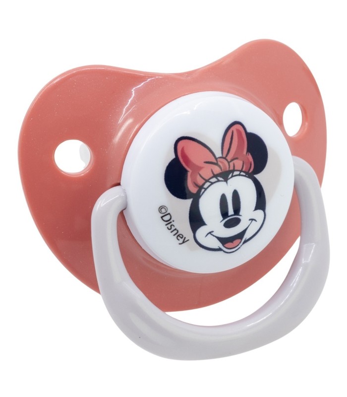 BABY 2 PCS SET ORTHODONTIC PACIFIER SILICONE +6 M WITH COVER MINNIE MOUSE HEART FULL