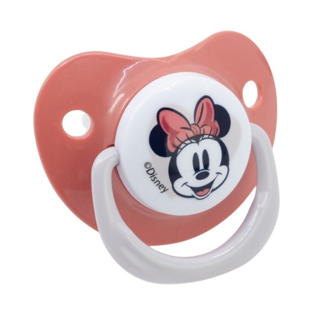 BABY 2 PCS SET ORTHODONTIC PACIFIER SILICONE +6 M WITH COVER MINNIE MOUSE HEART FULL