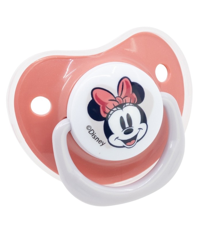 BABY 2 PCS SET ORTHODONTIC PACIFIER SILICONE 0-6 M WITH COVER MINNIE MOUSE HEART FULL