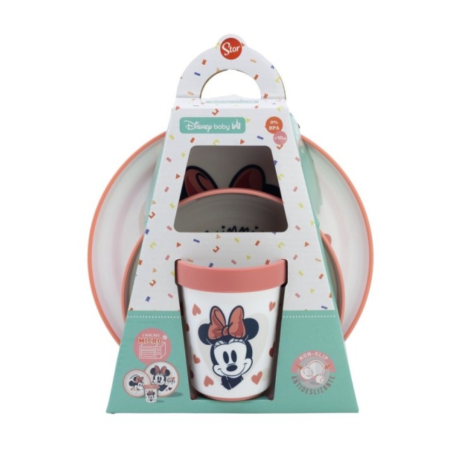 TODDLER 3 PCS BICOLOR PREMIUM NON SLIP SET IN GIFT BOX MINNIE MOUSE HEART FULL