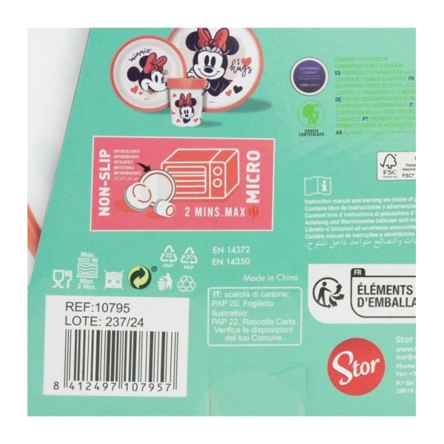 TODDLER 3 PCS BICOLOR PREMIUM NON SLIP SET IN GIFT BOX MINNIE MOUSE HEART FULL