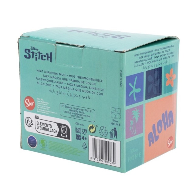 CERAMIC CHANGING COLOR MUG 11 OZ IN GIFT BOX STITCH & ANGEL  GTTR