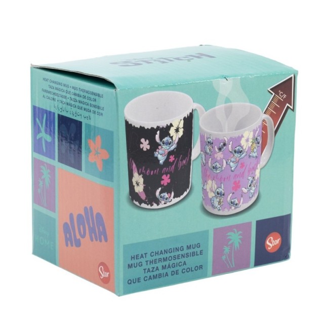CERAMIC CHANGING COLOR MUG 11 OZ IN GIFT BOX STITCH & ANGEL  GTTR