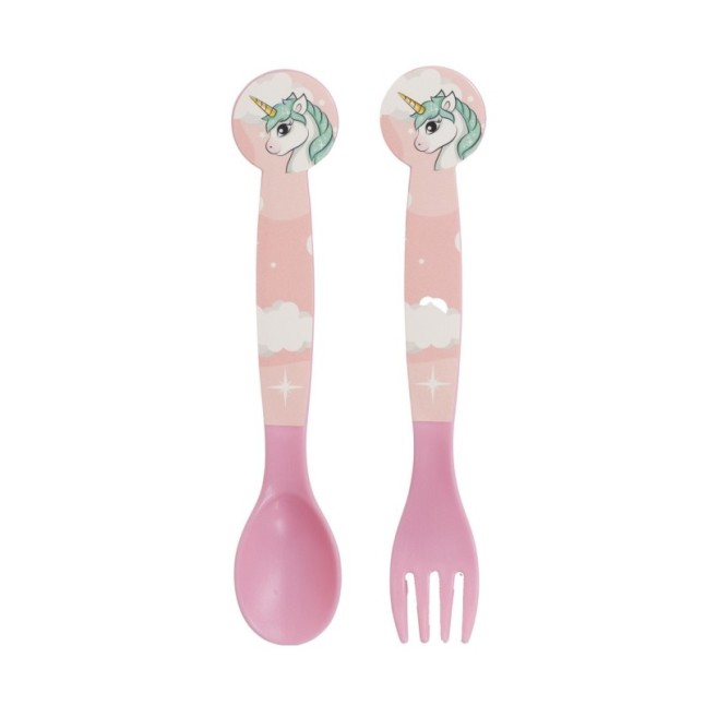 2 PCS PP CUTLERY (SPOON AND FORK) SET IN POLYBAG UNICORN RANGE