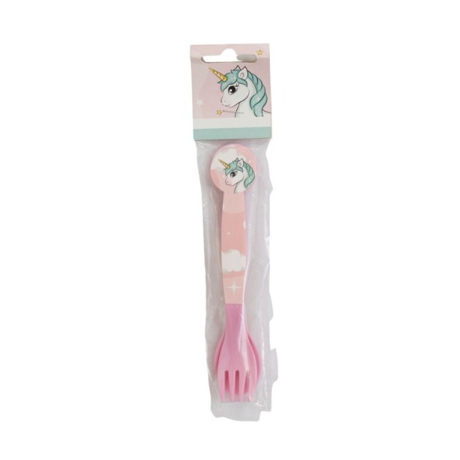 2 PCS PP CUTLERY (SPOON AND FORK) SET IN POLYBAG UNICORN RANGE