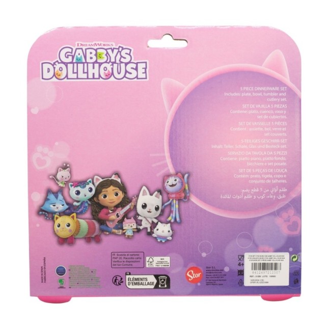 5 PCS  MCIRO SET (PLATE, BOWL, TUMBLER, CUTLERY) GABBY\'S DOLLHOUSE BAB