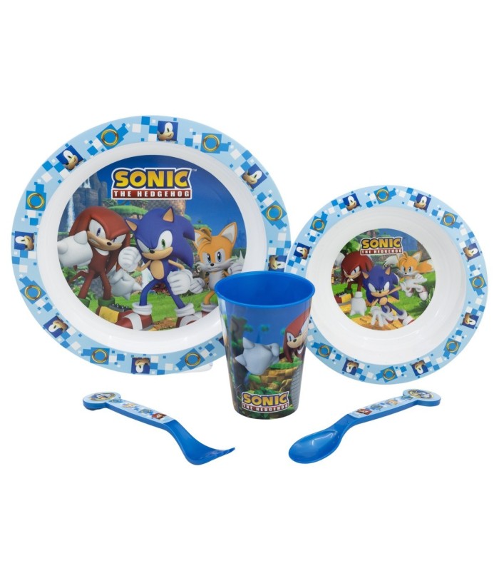 5 PCS  MCIRO SET (PLATE, BOWL, TUMBLER, CUTLERY) SONIC