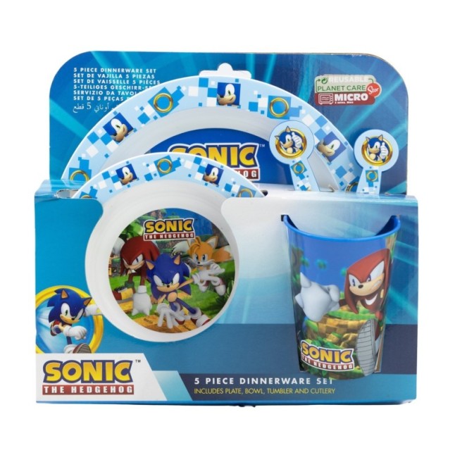 5 PCS  MCIRO SET (PLATE, BOWL, TUMBLER, CUTLERY) SONIC