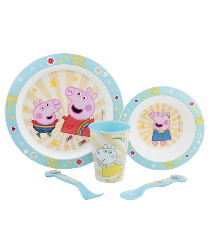 5 PCS  MCIRO SET (PLATE, BOWL, TUMBLER, CUTLERY) PEPPA CORE 2022