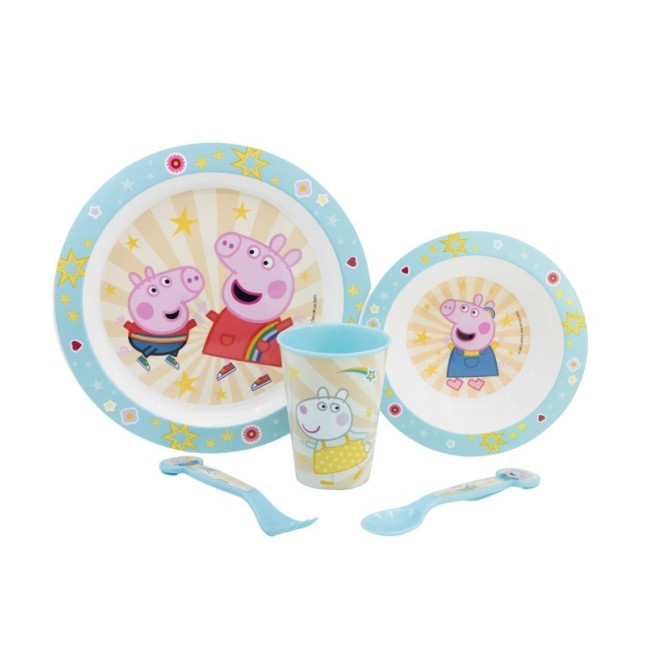 5 PCS  MCIRO SET (PLATE, BOWL, TUMBLER, CUTLERY) PEPPA CORE 2022