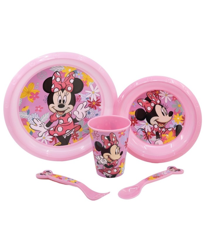 5 PCS EASY SET (PLATE, BOWL, 260 ML TUMBLER AND CUTLERY) IN BOX MINNIE MOUSE SPRING LOOK