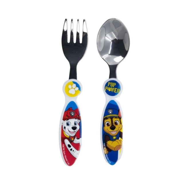 2 PCS ELLIPTICAL METALLIC CUTLERY SET PAW PATROL PUP POWER