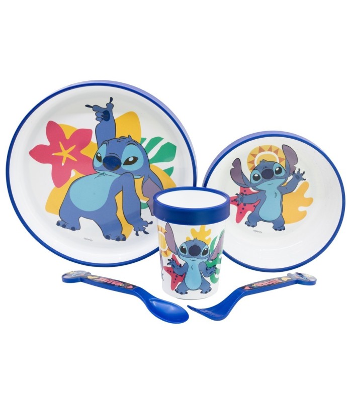 NON SLIP 5 PCS BICOLOR PREMIUM SET (PLATE, BOWL, TUMBLER, CUTLERY) (PLATE, BOWL, TUMBLER, CUTLERY) IN STANDARD BOX STITCH