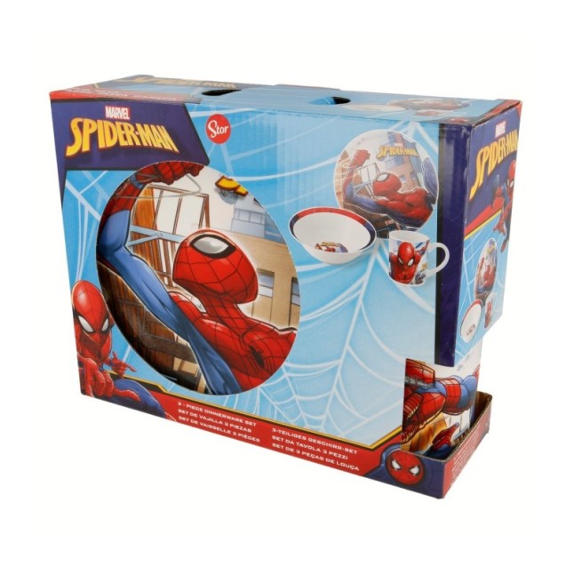 3 PCS CERAMIC SNACK SET (PLATE, BOWL, MUG) IN GIFT BOX SPIDERMAN STREETS