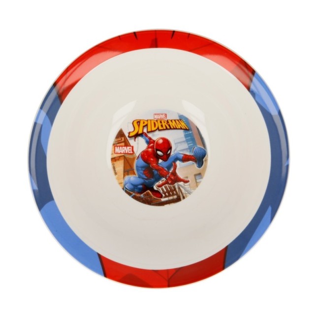 3 PCS CERAMIC SNACK SET (PLATE, BOWL, MUG) IN GIFT BOX SPIDERMAN STREETS