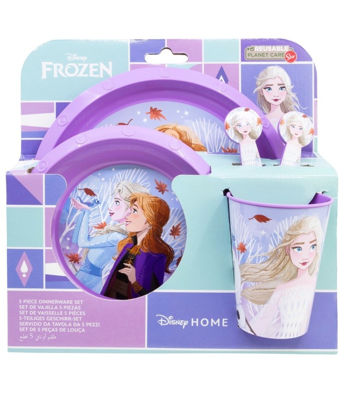 5 PCS EASY SET (PLATE, BOWL, TUMBLER, CUTLERY) (PLATE, BOWL, TUMBLER, CUTLERY) FROZEN AUTUM LEAVES